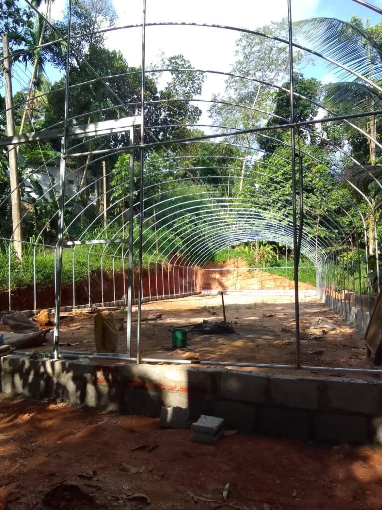 Interior structure of tunnel greenhouse frame in Sri Lanka