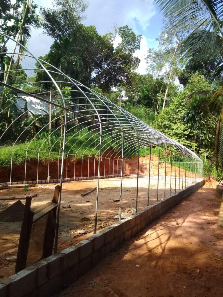 Tunnel greenhouse galvanized steel frame installation project in Sri Lanka