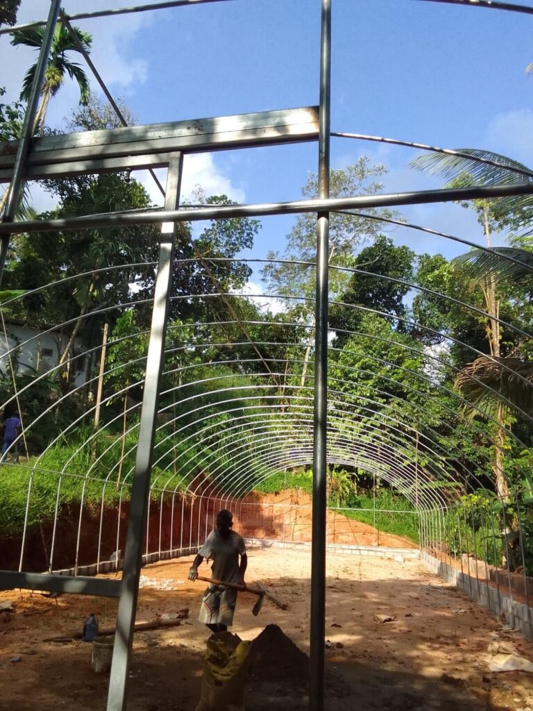 Tropical hoop house greenhouse project for protected farming