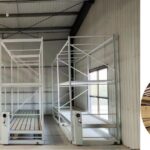 Vertical farming warehouse with double layer rolling bench system