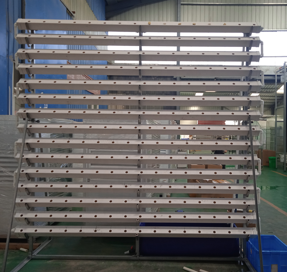Indoor vertical NFT hydroponic farm system with multiple layers